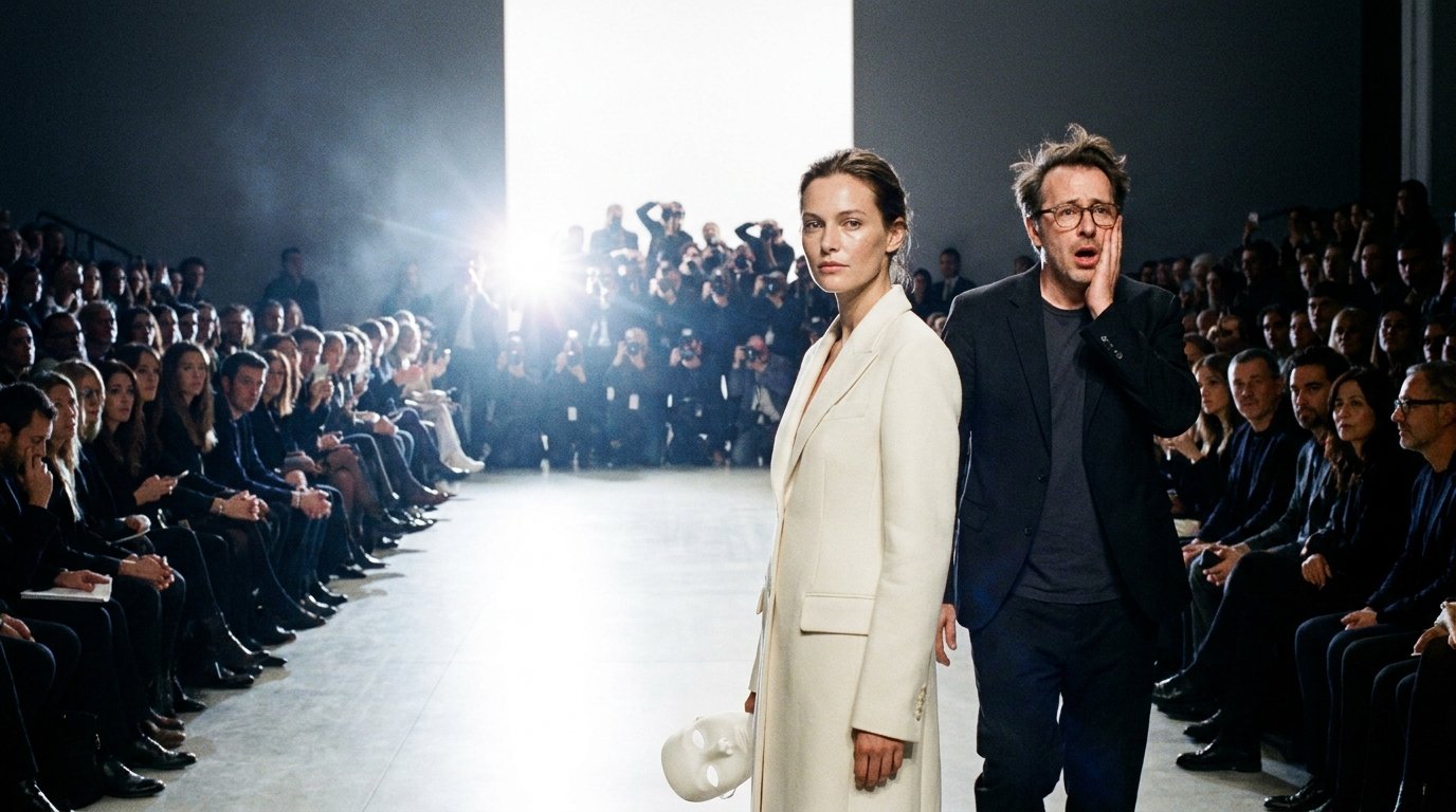 Woman standing on runway floor 202608311302